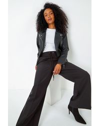 Roman Petite - Elastic Waist Wide Leg Trousers - Lyst