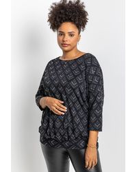 Roman Curve - Glitter Print Blouson Top - Lyst