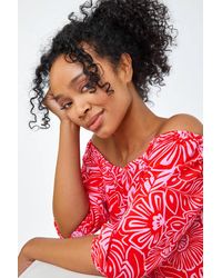 Roman Petite - Floral Print Bardot Top - Lyst