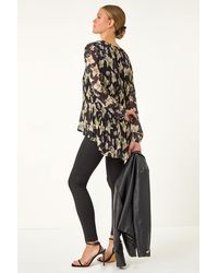 Roman - Floral Print Pleated Top - Lyst
