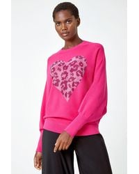Roman - Embellished Animal Heart Print Jumper - Lyst