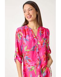 Roman - Floral Print Longline Blouse - Lyst
