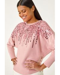 Roman - Sequin Drop Knit Jumper - Lyst