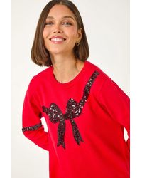 Roman - Bow Sequin Detail Knit Jumper - Lyst