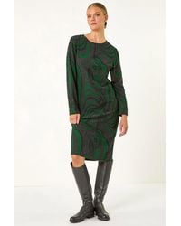 Roman - Textured Swirl Pattern Midi Dress - Lyst