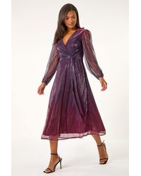 Roman - Ombre Plisse Tie Wrap Dress - Lyst