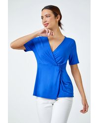 Roman - Side Twist V-Neck Wrap Top - Lyst