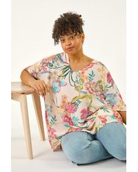 Roman Curve - Floral Cocoon Woven Top - Lyst