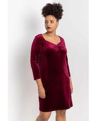 Roman Curve - Sweetheart Neck Velvet Dress - Lyst