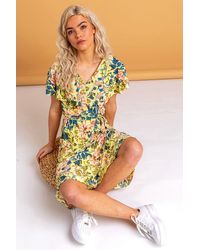 Roman - Dusk Fashion Floral Frill Sleeve Belted Dress - Lyst