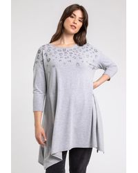 Roman Curve - Animal Print Embellished Detail Top - Lyst