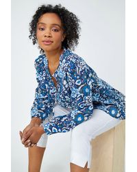 Roman Petite - Cotton Floral Print Tie Top - Lyst