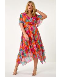 Roman Curve - Tropical Stretch Mesh Wrap Dress - Lyst
