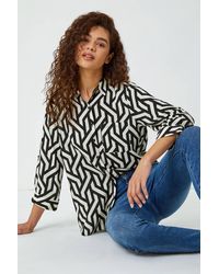 Roman - Geometric Print Longline Shirt - Lyst