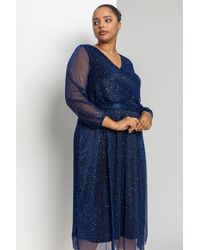 Roman Curve - Plisse Chiffon Wrap Midi Dress - Lyst