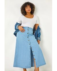 Roman Curve - Button Through Denim Skirt - Lyst