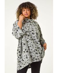 Roman Curve - Animal Print Roll Neck Top - Lyst
