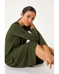 Roman - Ribbed Drop Waist Stretch Midi Dress - Lyst