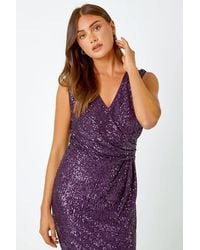 Roman - Sequin Twist-Detail Maxi Evening Dress - Lyst