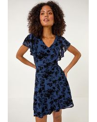 D.u.s.k - Floral Print Angel Sleeve Mini Dress - Lyst