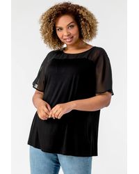 Roman Curve - Mesh Yoke Jersey Top - Lyst