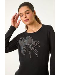 Roman - Sparkle Bow Detail Crew Neck Jumper - Lyst