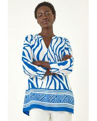 Roman - Abstract Print Border Pleat Top - Lyst