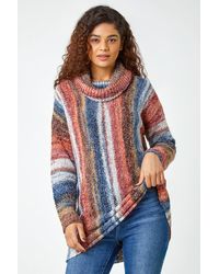 Roman - Boucle Stripe Cowl Neck Jumper - Lyst
