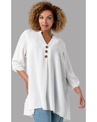 Roman Curve - Button Detail Tunic Top - Lyst