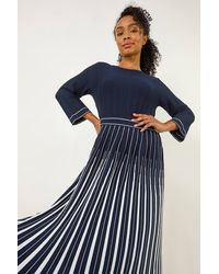 Roman Petite - Contrast Pleat Midi Dress - Lyst