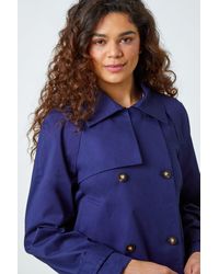 Roman - Cotton Blend Cropped Stretch Trench Coat - Lyst