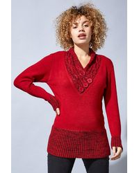 Roman - V-Neck Overlap Button Detail Jumper - Lyst