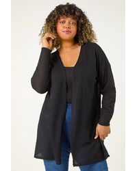 Roman Curve - Textured Longline Cardigan - Lyst