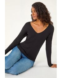 D.u.s.k - Drop Shoulder V-Neck Knit Jumper - Lyst