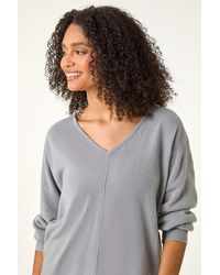 Roman - Soft V-Neck Side Split Knit Sweater - Lyst