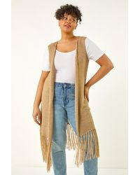 Roman Curve - Crochet Knit Tassel Cardigan - Lyst