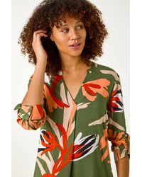 Roman - Abstract Print Pleat Detail Top - Lyst