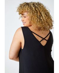 Roman Curve - Cross Detail V-Neck Stretch Vest Top - Lyst