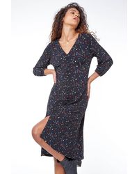 Roman - Bubble Print Button Through Midi Dress - Lyst