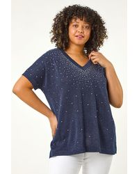 Roman Curve - Shimmer Hotfix Knit Top - Lyst