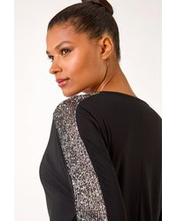 Roman - Sequin Sleeve Panel Stretch Top - Lyst
