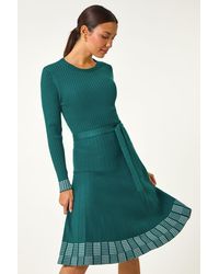 Roman - Ribbed Stretch Knit Border Print Dress - Lyst