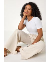 Roman Petite - Linen Mix Wide Leg Trouser - Lyst
