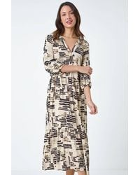 Roman - Abstract Print Tiered Shirt Dress - Lyst