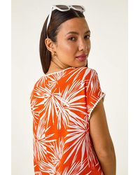 Roman - Leaf Print Bobble Trim Top - Lyst