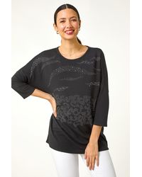Roman - Animal Print Hotfix Stretch Top - Lyst