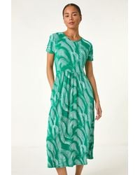 Roman Petite - Swirl Print Pocket Midi Dress - Lyst