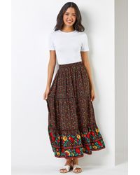 Roman - Tiered Floral Print Maxi Skirt - Lyst