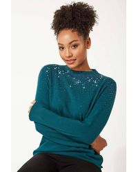 Roman - Diamante Long Sleeve Jumper - Lyst