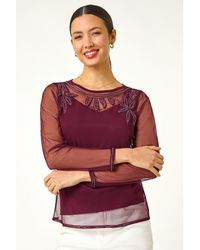 Roman - Embellished Sequin Mesh Top - Lyst